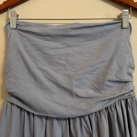 Aqua Strapless Mini Dress Linen Blend Large - Picture 3 of 13